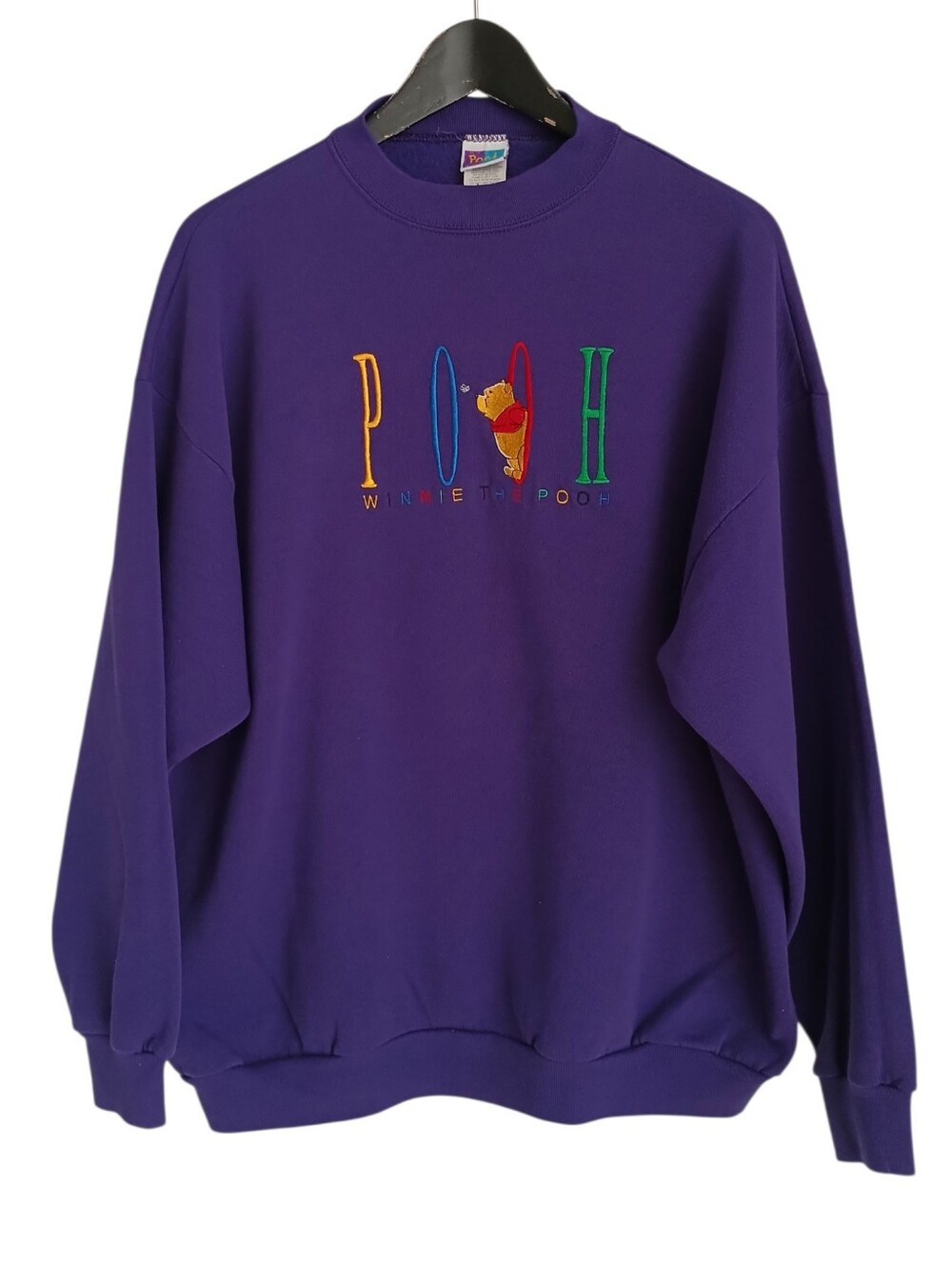 Vintage 90s Disney Winnie The Pooh Embroidered Purple Crewneck Sweatshirt XL